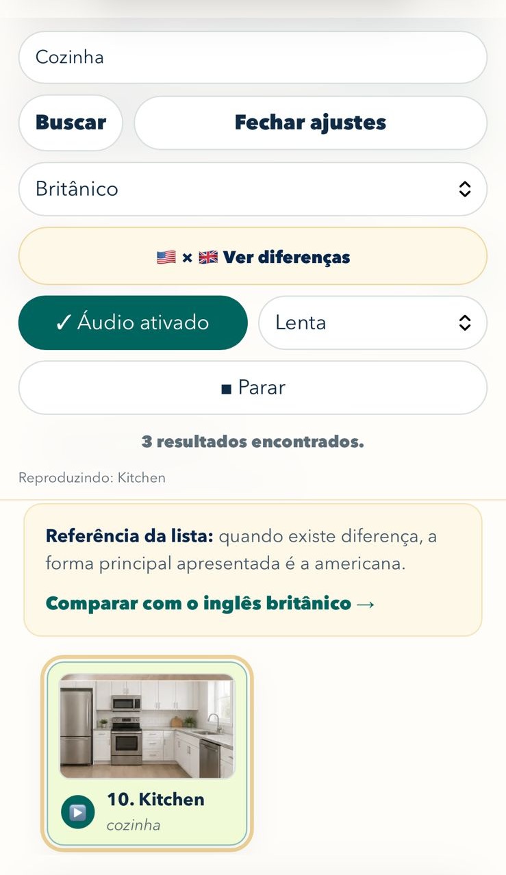 Ajustes de sotaque e velocidade do áudio