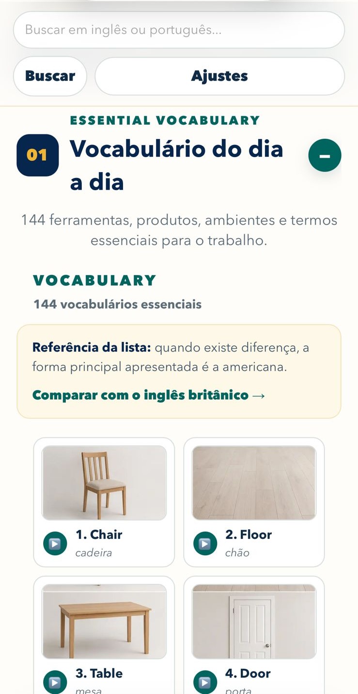 Vocabulário essencial do Cleaner English
